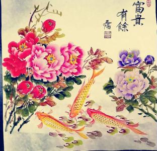 床頭掛玫瑰花壁畫好不好 掛牡丹九魚圖提升財運