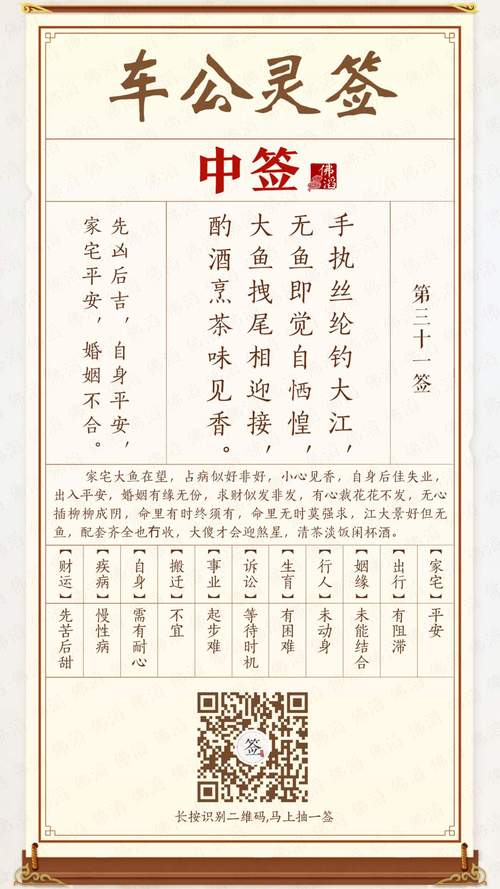 車公靈簽第三十七簽：一朝虎失羊仍在