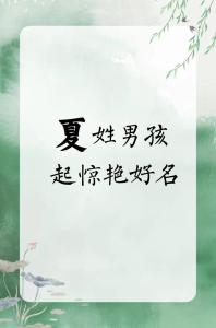 姓夏男寶寶名字大全