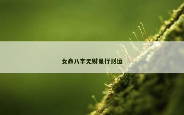 女命八字無財星行財運