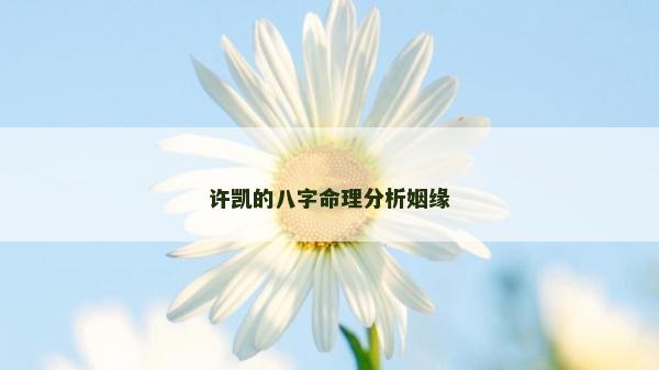 許凱的八字命理分析姻緣