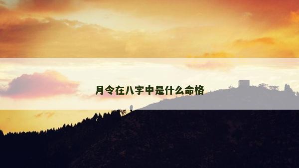 月令在八字中是什么命格
