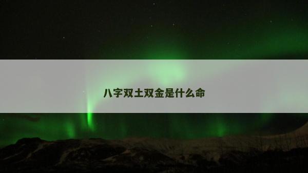 八字雙土雙金是什么命