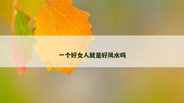 一個(gè)好女人就是好風(fēng)水嗎