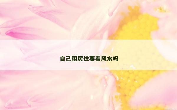 自己租房住要看風水嗎