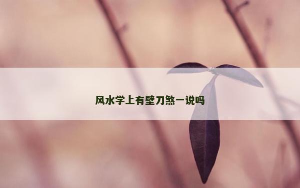 風水學上有壁刀煞一說嗎