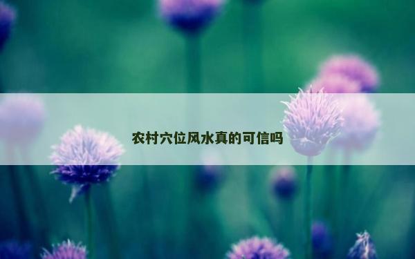 農村穴位風水真的可信嗎