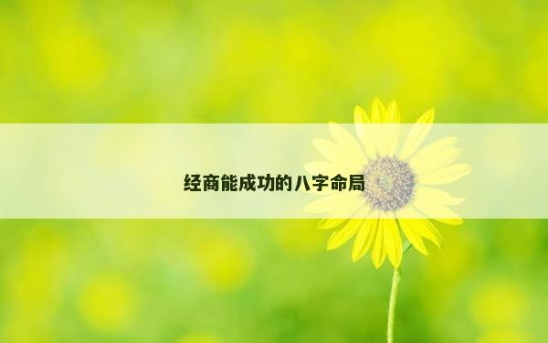 經商能成功的八字命局