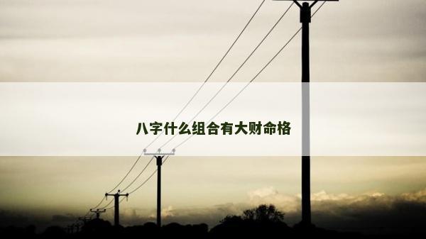 八字什么組合有大財命格 八字什么組合有大財命格