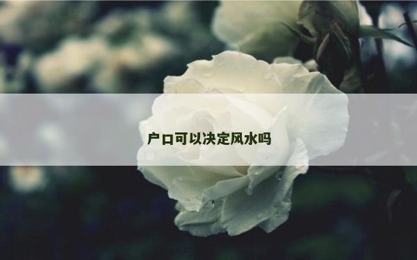 戶口可以決定風水嗎 戶口可以決定風水嗎