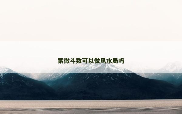紫微斗數可以做風水局嗎
