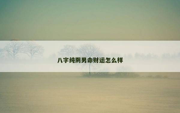 八字純陰男命財運怎么樣