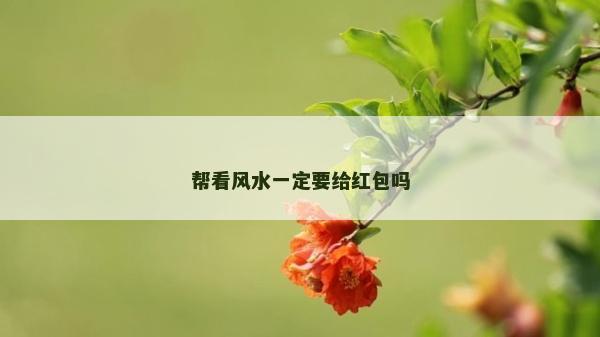幫看風水一定要給紅包嗎