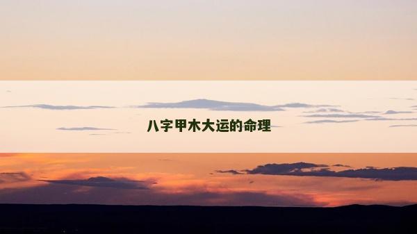 八字甲木大運的命理