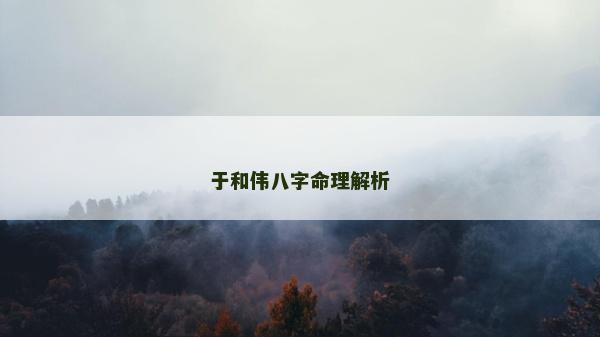 于和偉八字命理解析