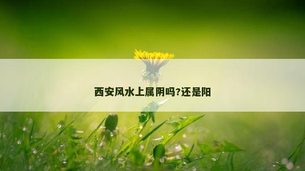西安風水上屬陰嗎?還是陽